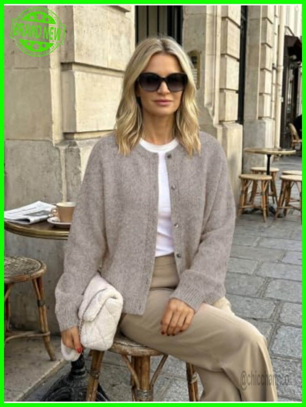 Womens Crew Neck Button Down Cardigan Sweater Soft Knit - Picture 4 of 6